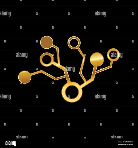 A Vector Illustratuion Set Of Golden Circuit Tree Technology Logo Sign