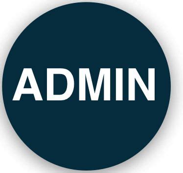 dark blue circle   word admin  white admin profile picture