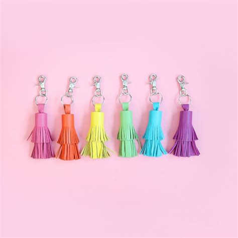 Leather Tassel Keychains Damask Love