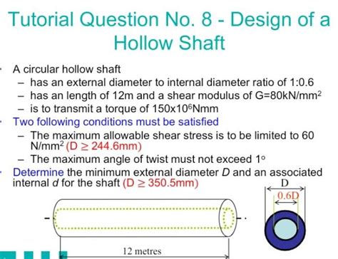 Solved Tutorial Question No. 8 - Design of a Hollow Shaft A | Chegg.com