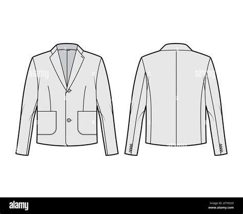 Blazer Jacket Suit Technical Fashion Illustration With Long Sleeves