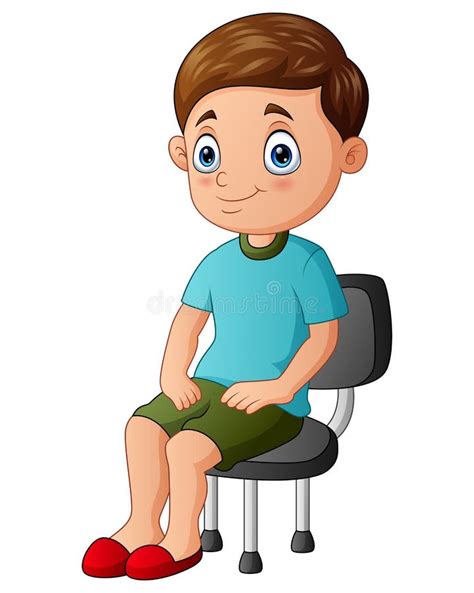 Cartoon A Boy Sitting On The Chair Stock Illustration Illustration Of