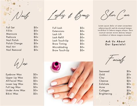 Neutral Nail Salon Price List Brochure Inside Template Postermywall