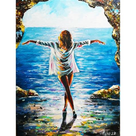 Girl Beach Painting Original Art Tropical Hawaii Beach Wall Etsy