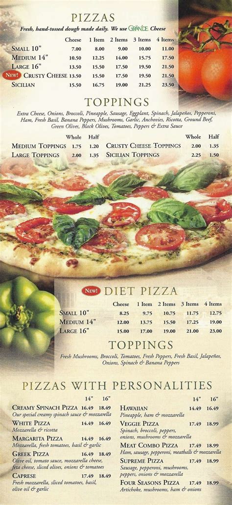 Menu at Grande Pizza pizzeria, Plantation, W Sunrise Blvd