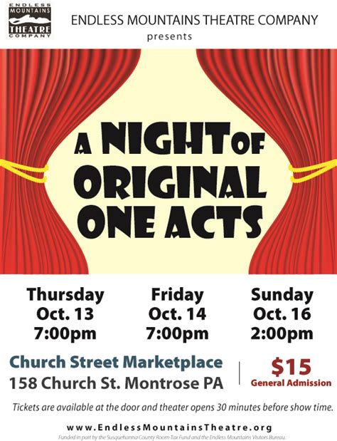 A Night Of Original One Acts Endless Mountains Theatre Company