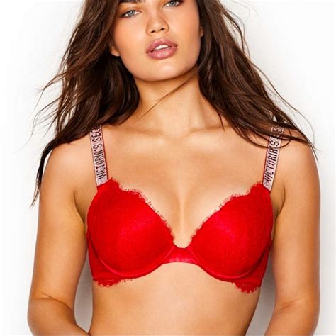 Victorias Secret Intimates And Sleepwear Red Victorias Secret Rhinestone Lace Pushup Bra