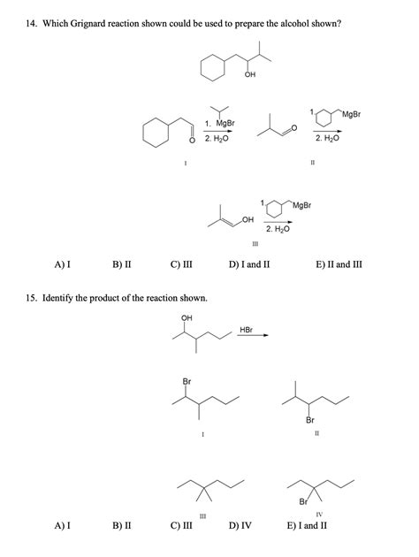 Solved 14. Which Grignard reaction shown could be used to | Chegg.com