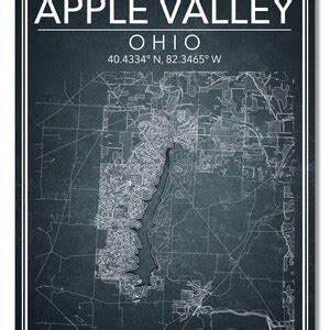 Wall Art Map Apple Valley, Ohio - Etsy