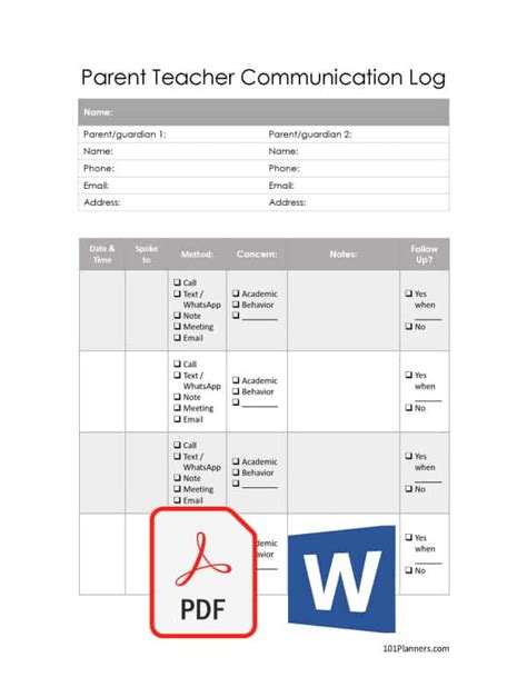 Free Communication Log Template Word Excel Or Pdf