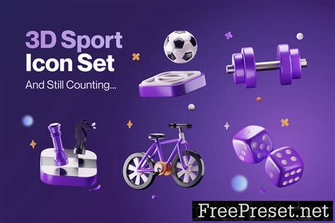 Hobby And Entertainment Sports 3d Icon Set 2cph4j2