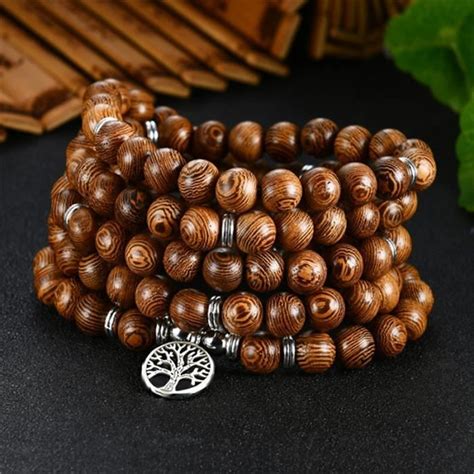 Vie Arbre Creuse Bracelet En Bois De Santal Naturel Unisexe Pour