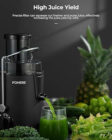 Juicer Machines FOHERE Centrifugal Juicer Extractor Max Power 800W