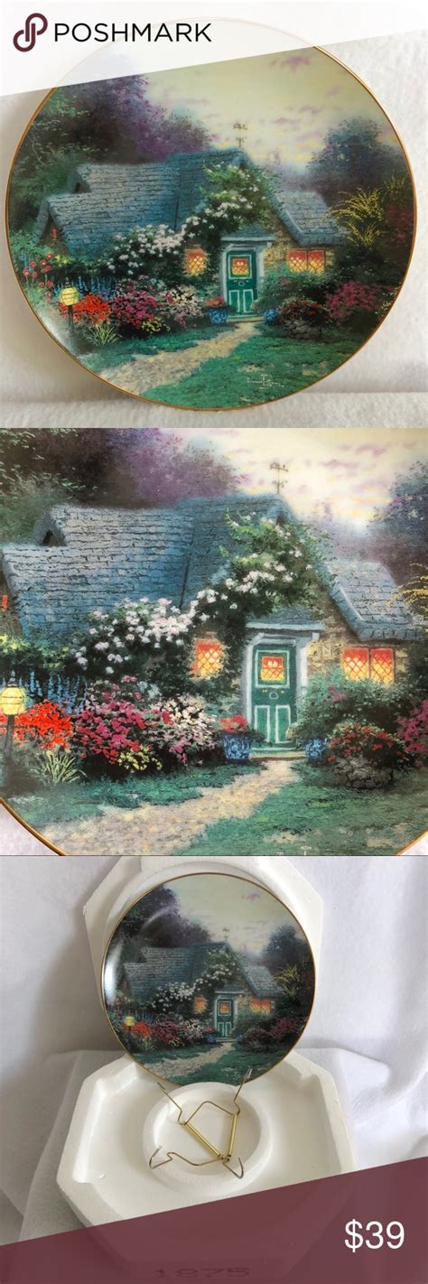 Thomas Kinkades Weathervane Cottage Plate Gold Walls Thomas Kinkade