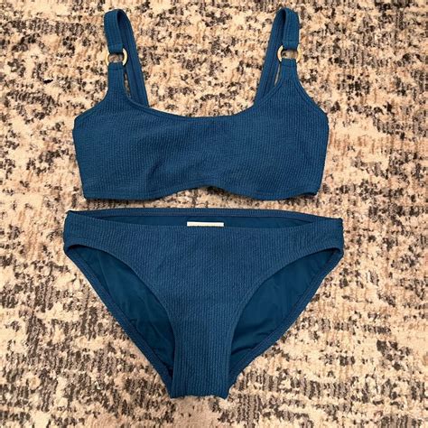 Michael Kors Women S Blue Bikini And Tankini Tops Depop