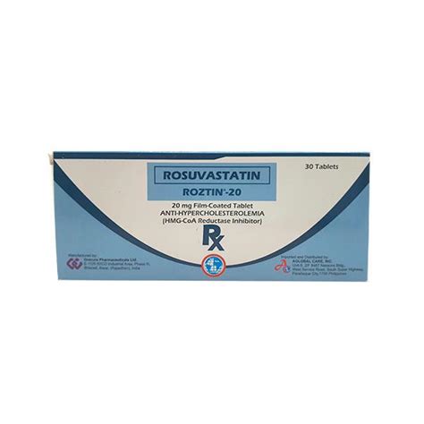 Roztin 20 Rosuvastatin 20mg Film Coated Tablet 30s Price In The