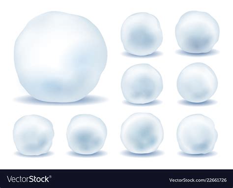 Snowballs Isolated Icons Set Royalty Free Vector Image