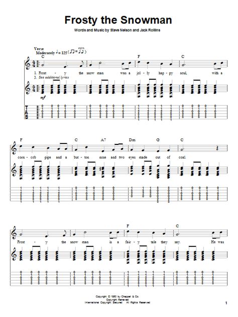 Gene Autry Frosty The Snowman Sheet Music Notes Chords Score Download Printable Pdf Score