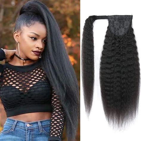 Afro Kinky Curly Drawstring Ponytail Human Hair Extensions Hairpieces