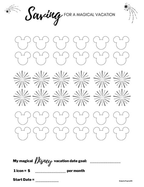 Disney Vacation Savings Tracker Fun Inspirational Coloring Etsy