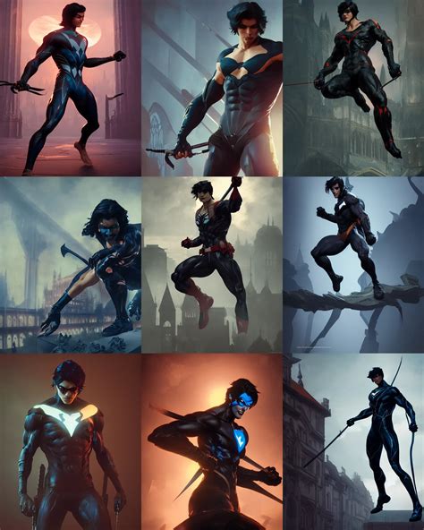 Nightwing Dynamic Pose Very Detailed Dusk Gothic Stable Diffusion