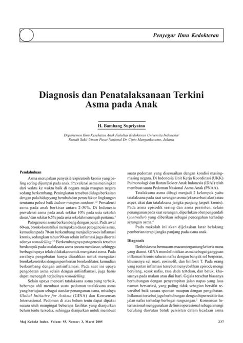 Diagnosis Dan Penatalaksanaan Terkini Asma Pada Anak Pdf