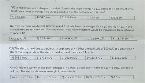 Solved Q1 Consider Two Point Charges Q1−6μc Fixed At The