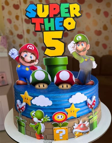 Topo De Bolo Super Mario Topper Personalizado Jogo Mario Elo7