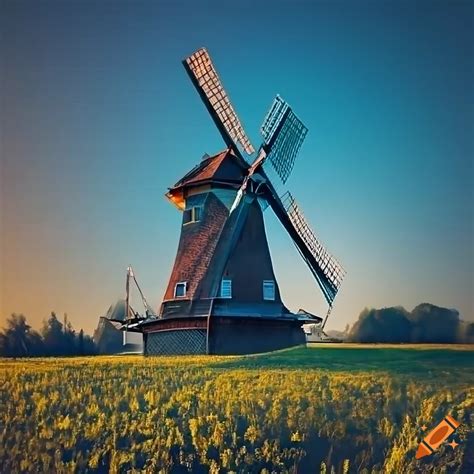 Abstract 3d Digital Artwork Of A Dutch Windmill On Craiyon