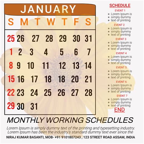 january schedule Template | PosterMyWall