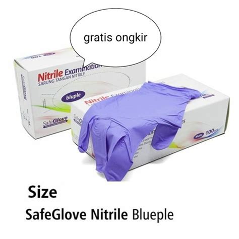 Jual Sarung Tangan Medis Nitrile Powder Free Safeglove Blueple Isi 100