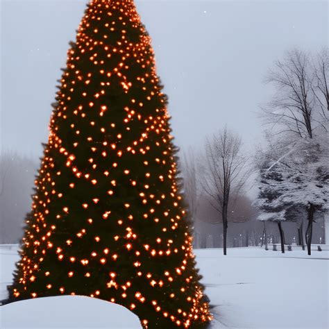 Christmas Tree with Twinkle Lights and Snow · Creative Fabrica