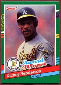 Donruss Rickey Henderson Mvp Baseball Card Oakland Athletics