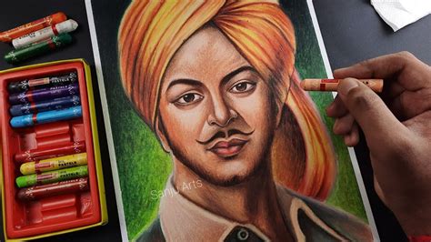 Bhagat Singh Drawing With Oil Pastel Step By Step For Beginners Oil