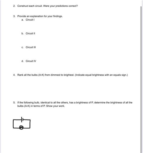 (Get Answer) - Brightness Of Bulbs - PhET Activity Google "PhET Circuit ...