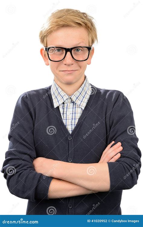 Confident Nerd Boy Wearing Geek Glasses Stock Photo Image 41020952