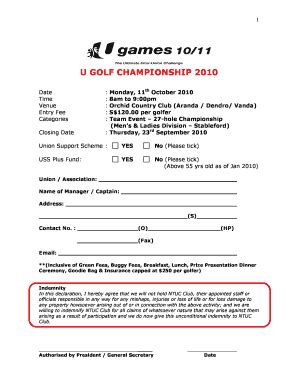 Fillable Online Golf Registration Form Word Fax Email Print Pdffiller