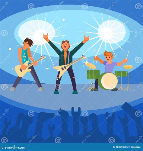 Rock Band Concert Vector Flat Illustration Stock Vector Illustration