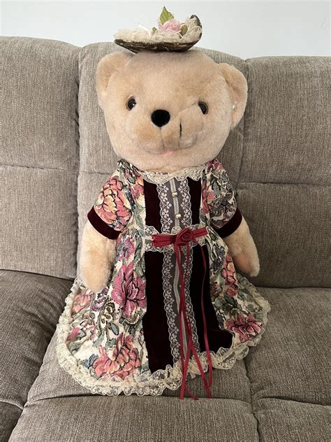 Beautiful Vintage Rare Anco 1991 Victorian Teddy Bear Plush Doll With