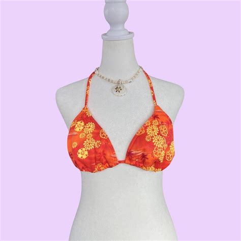 Y2k Coconut Girl Bikini Top Vintage Triangle Depop