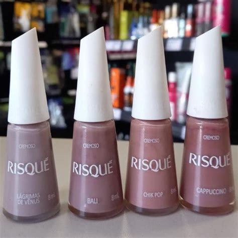 Kit Esmalte Risque Tons de Nude Lágrima de Vênus Bali Chik Pop e Cappuccino