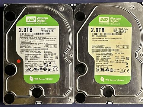 全体的に状態が悪いWestern Digital WD Green 2TB HDD 2台 WD20EARX WD20EARS