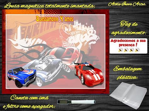 Lousa Magnética Hot Wheels Embalagem Elo