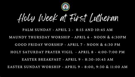 Holy Week Worship Schedule