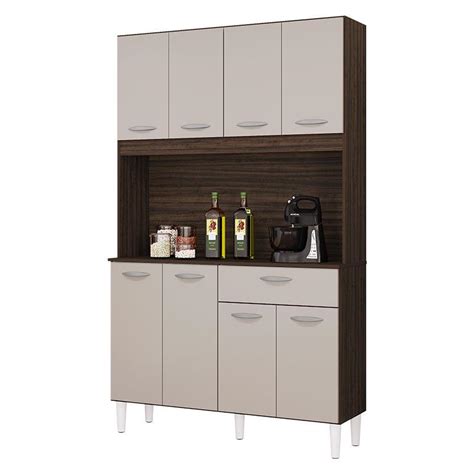 Cozinha Kit Cassia 8 Portas Chocolate Off White Poquema