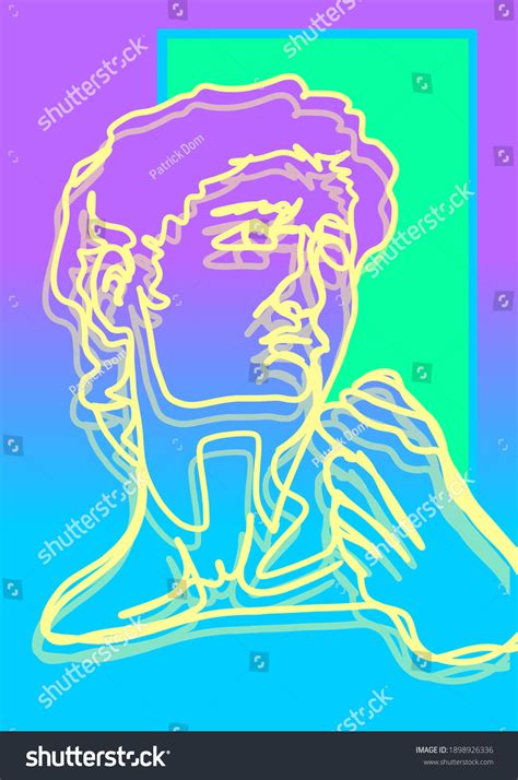 Michelangelos David Line Art Vaporwave Retrowave Stock Illustration ...