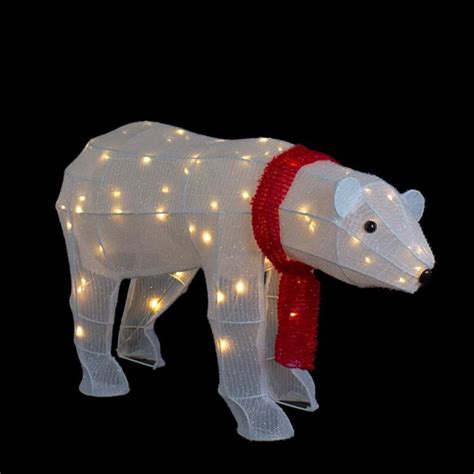 Northlight 32 In Freestanding Led Lighted Tinsel Polar Bear 34860034 Rona