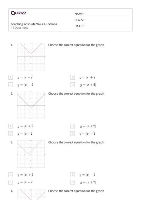 50 Absolute Value Equations Functions And Inequalities Worksheets For 12th Grade On Quizizz