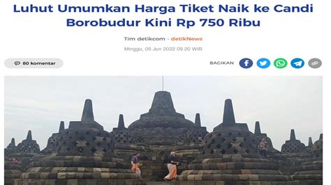 Harga Tiket Naik Candi Borobudur Naik 15 Kali Lipat YouTube