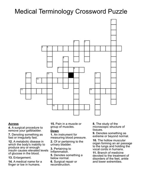 Medical Terminology Crossword Puzzle Wordmint